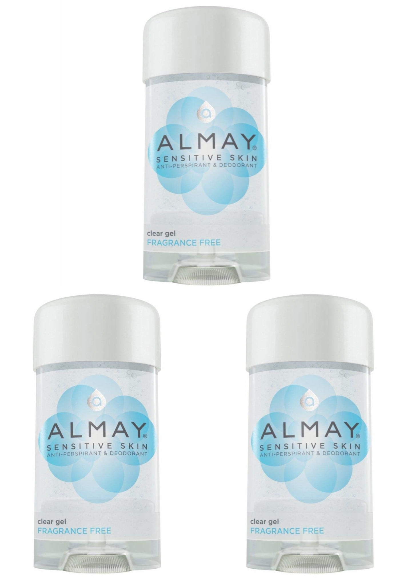 Almay Anti-Perspirant Deodorant, Clear Gel, 2.25 oz, 3 Pack
