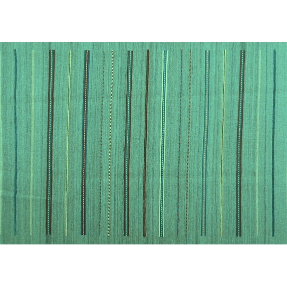 Ahgly Company Indoor Rectangle Abstract Turquoise Blue Contemporary Area Rugs, 6' x 9'