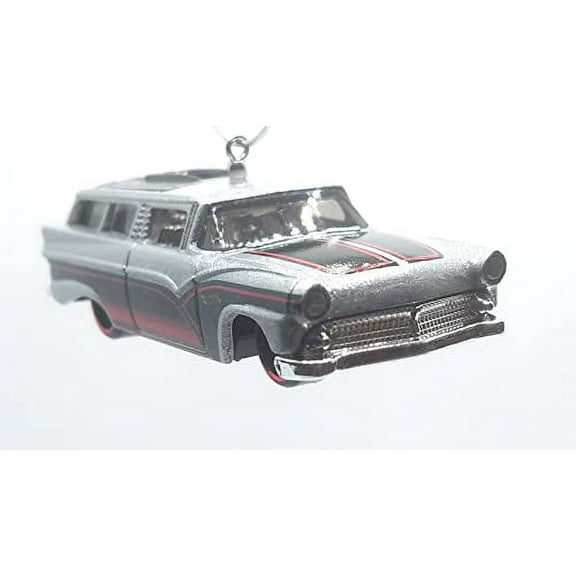 Christmas Ornament for 1955 Ford Ranch Wagon 8 Crate Silver