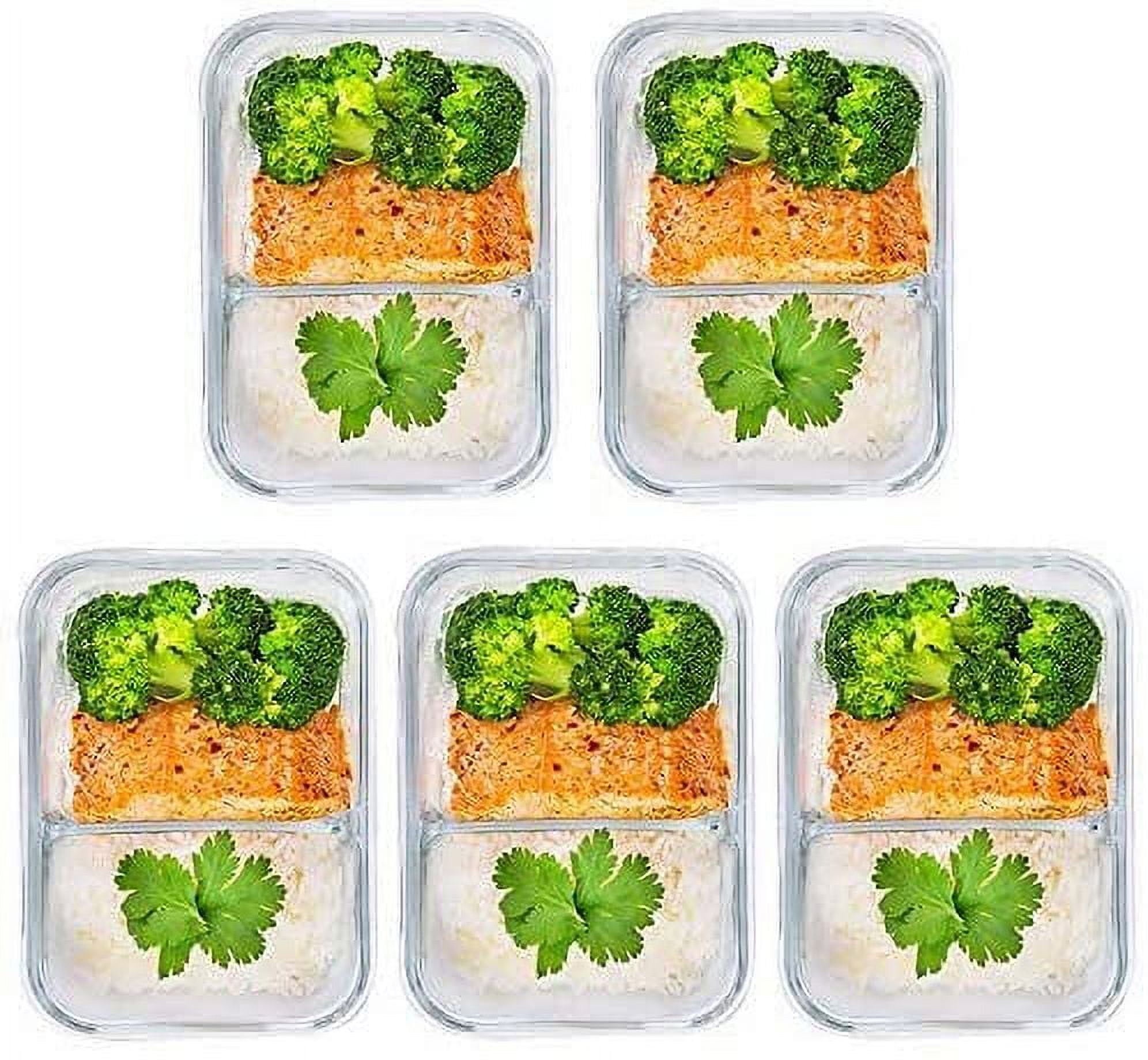 Prep Naturals Glass Meal Prep Containers Glass 2 Compartment 5 Pack - –  PrepNaturals