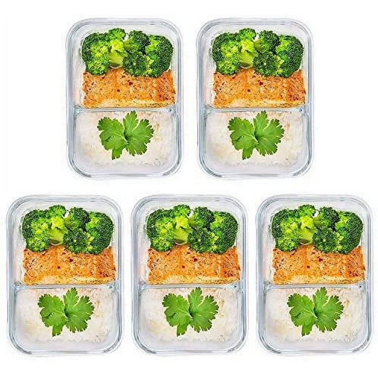 Prep Naturals - Glass Food Storage Containers - Meal Prep Container - 5  Packs, 3 Compartments, 34 Oz 