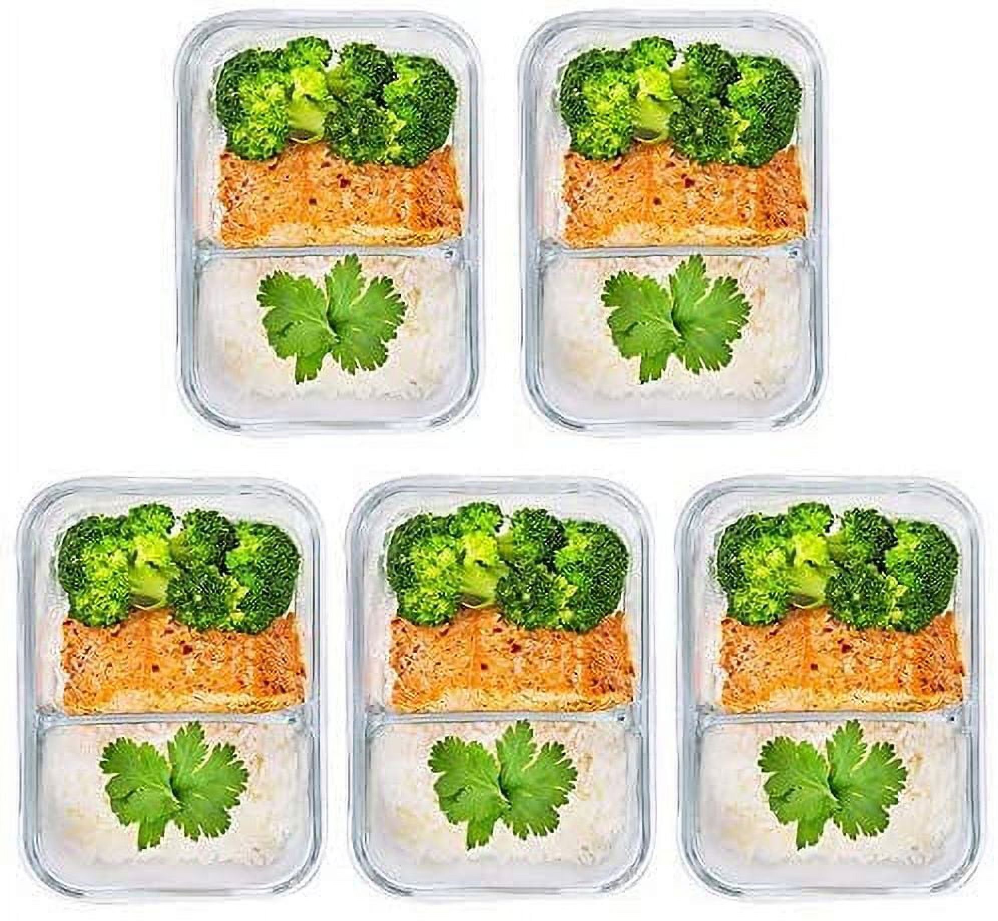 Prep Naturals - Glass Food Storage Containers - Meal Prep Container - 5 Packs, 2 Compartments, 30 Oz - image 5 of 6