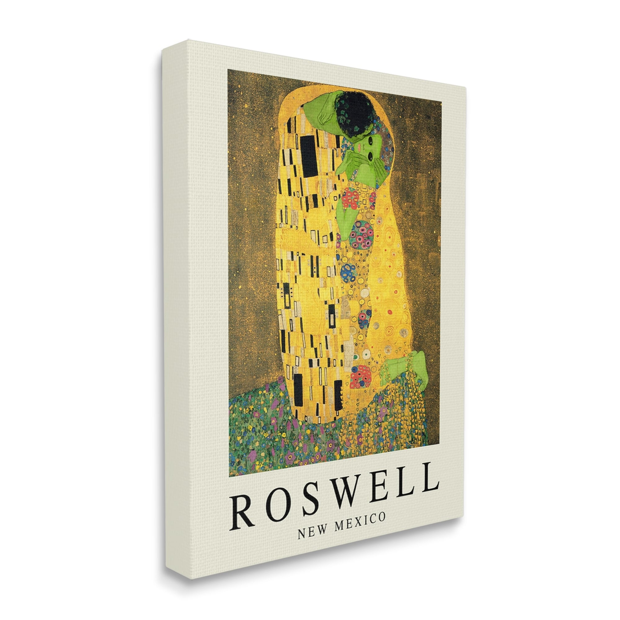 Stupell Industries Funny Roswell NM Alien Klimt Travel & Places Painting Gallery Wrapped Canvas Print Wall Art