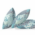 thumbnail image 2 of Aqua Navy Boho Floral Indoor Outdoor Throw Pillow, 2 of 3
