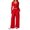 Red, variant on choiix Womens 3 Piece Athleisure Set with V Neck Wrap Top and Wide Leg Pants Versatile Lounge Tracksuit Matching Sweat Suit XS