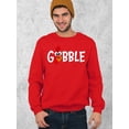 thumbnail image 3 of Gobble Thanksgiving Dinner Funny Turkey Face Crewneck Sweatshirt, 2XL, Red, 3 of 6