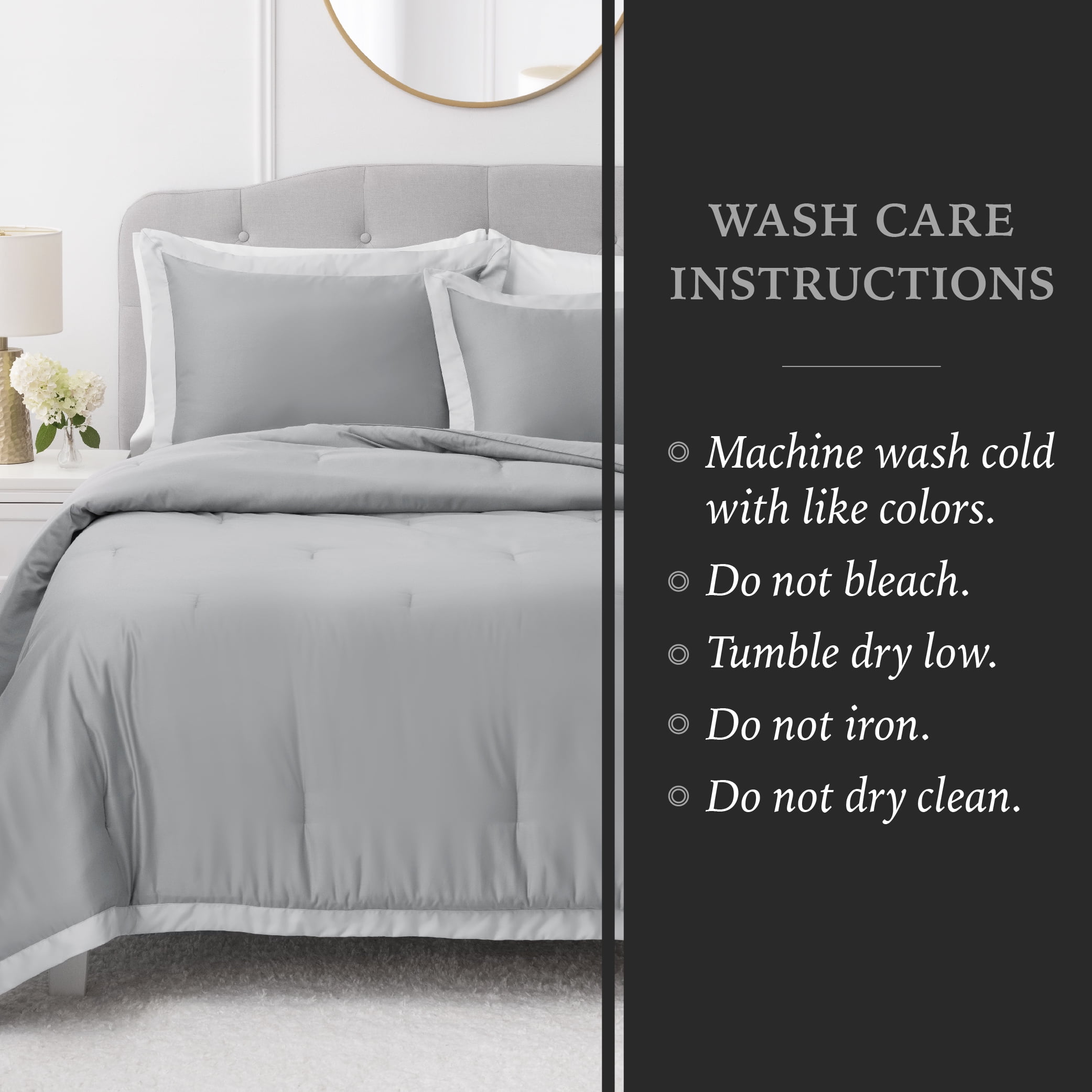 Hotel Style 3-Piece Grey/Silver Egyptian Cotton-Rich Blend Luxury Comforter Set, King