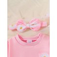 thumbnail image 6 of Suealasg Toddler Kids Girl Fall Outfits 1T 2T 3T 4T Long Sleeve Tops Daisy Print Flare Pants Headband 3Pcs Baby Girl Autumn Clothing, 6 of 7