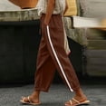 thumbnail image 2 of Hurxie Women Side Stripe Pants Y2k Elastic Waist Wide Leg Baggy Track Pant Lace Trim Parachute Pants with Pockets Coffee,3XL, 2 of 7