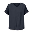thumbnail image 4 of Tweang Peasant Tops for Women Embroidery Gauze T-shirt for Women Button Down Plaid Shacket Shirt Womens Cotton Linen Tunic Boyfriend Dress Shirt Collared Roll Up Long Sleeve Loose Fit Tunic Black L, 4 of 4