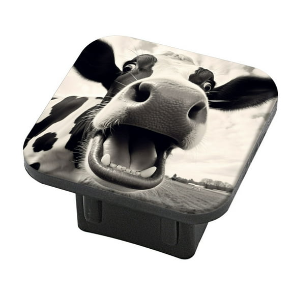 Hitch Cover Fits For 2-Inch Hitch,Black-And-White Photograph Of Cow Open Mouthrubber Trailer Hitch Cover Tube Plug Insert,Car Exterior Accessories, Receiver Tube Hitch Plug