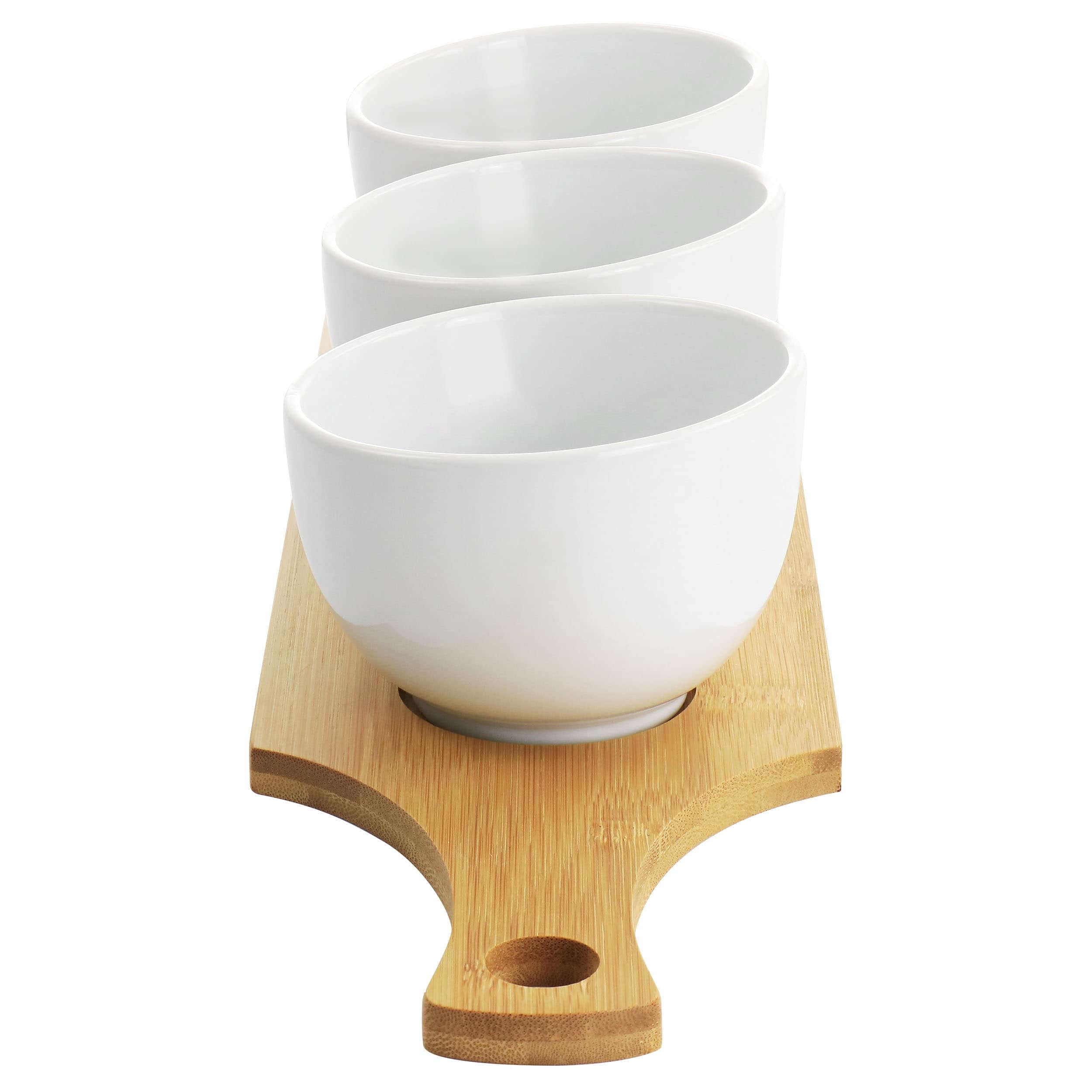 Gibson Elite 134045.04 Gracious Dining Fine Ceramic Tidbit Bowl Set with Base, White - 4 Piece