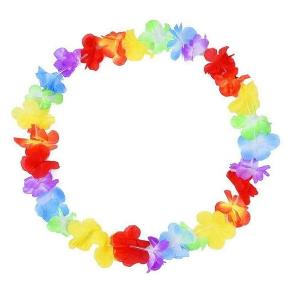 HEMOTON 5pcs Colorful Hawaiian Necklace Flower Garland Tropical Luau Party Favors Beach Hula Costume Accessory