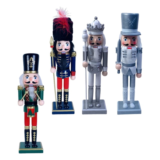 4 Piezas de Figuras de Cascanueces de 12 Pulgadas, Decoración Artesanal, Adorno de Cascanueces Coleccionable para Decoración de Interior Estilo AB Sunnimix Figurita de Cascanueces