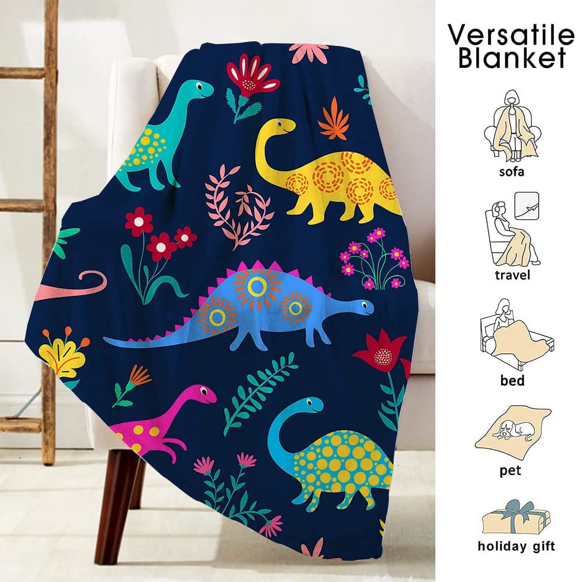Dinosaur Blanket for Girls Boys Cute Kids Throw Blankets, Soft Plush Fleece Flannel Dino Blanket for Couch Bed Sofa Boy''s Room Decor 50x40 Inch