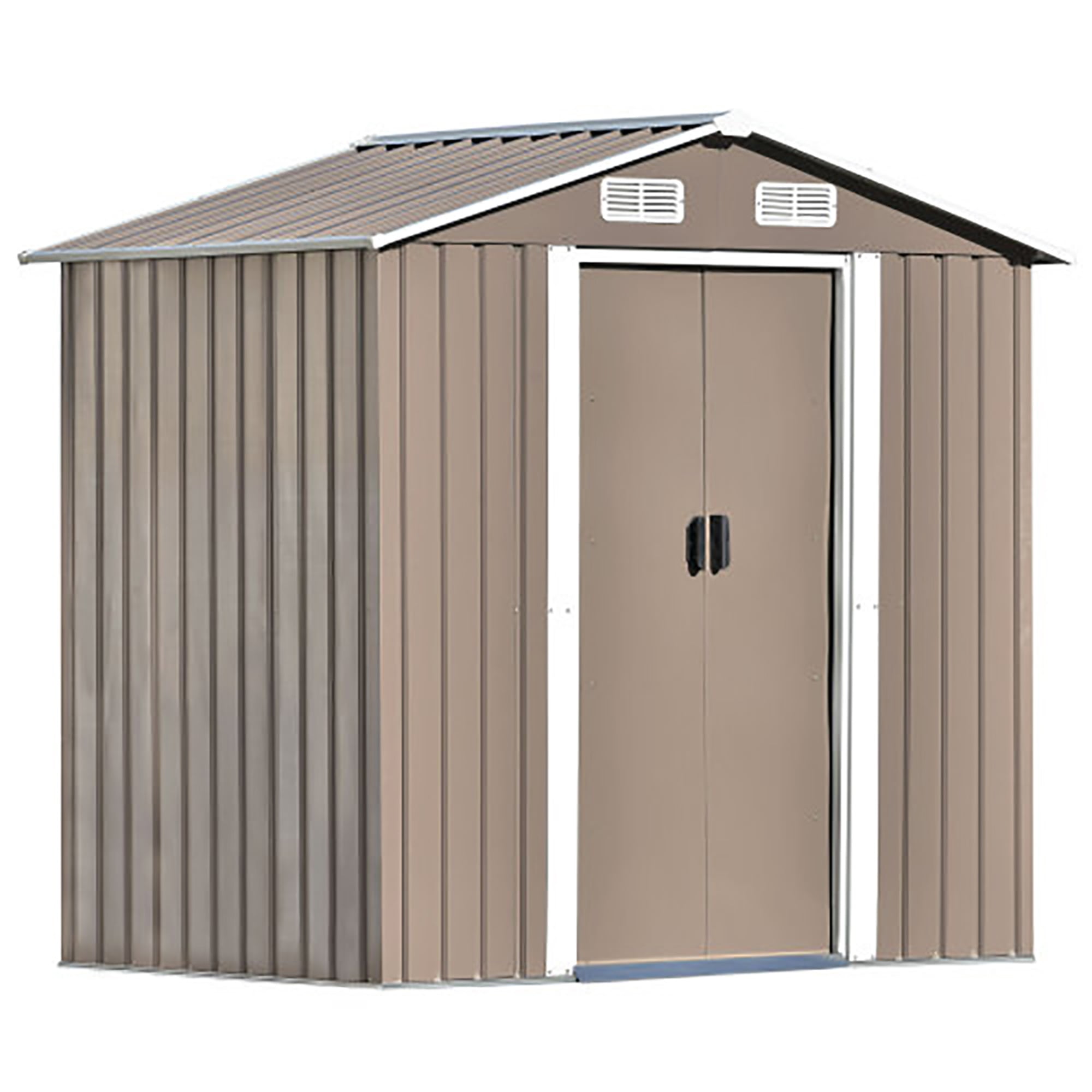 Kadyn Patio 6ft x 4ft Bike Shed Garden Shed with Locking Door Metal Storage with Vent and Foundation Tool Cabinet for Backyard, Lawn, Garden, Brown Kadyn Patio 6ft x 4ft Bike Shed Garden Shed with Locking Door Metal Storage with Vent and Foundation Tool Cabinet for Backyard, Lawn, Garden, Brown