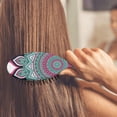 thumbnail image 4 of Ethnic Boho Style Hair Brush, Artistic Detangler Paddle Comb with Rustic Vintage Print, Gentle for All Hair Types, 4 of 8