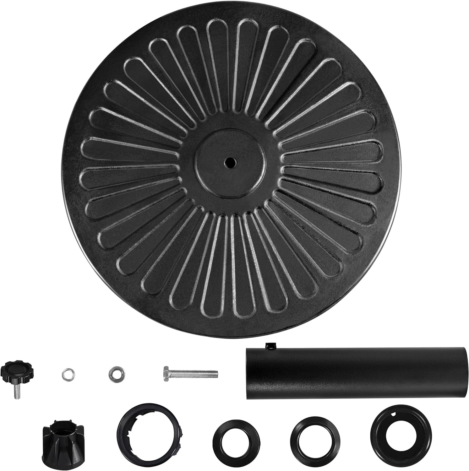 Neatifyes Round Umbrella Base 18'' Heavy Duty Outdoor Resin Umbrella Stand for Patio, Outdoor, Garden, Lawn - Black