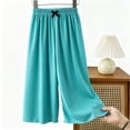 thumbnail image 5 of Girl's Wide Leg Cotton Trousers Elastic High Waist Casual Palazzo Pants Cute Bow Summer Vacation Outfits Comfy Travel Bottoms, 5 of 5