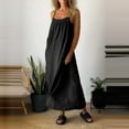 thumbnail image 3 of JBXKXYW Spring Dresses for Women 2024 Women's Spring and Summer Casual Cotton and Linen Suspenders Dress Women Dress Sundress Plus Size Dress (Black,XXL), 3 of 4