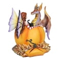 thumbnail image 3 of Amy Brown Halloween Fairy Black Cats And Dragon In Pumpkin Fall Leaves Figurine, 3 of 9