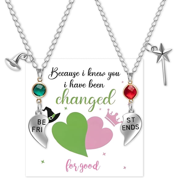 AEXTO Friendship necklace matching necklaces for best friends heart Witch Crown pendant necklace with card, Birthday/Valentine/Christmas/Graduation jewelry gift