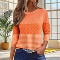 thumbnail image 3 of Cilsoka 3/4 Sleeve Shirts for Women Fall Striped Crew Neck Business Casual Tops Loose Three Quarter Length Work Blouses, 3 of 5