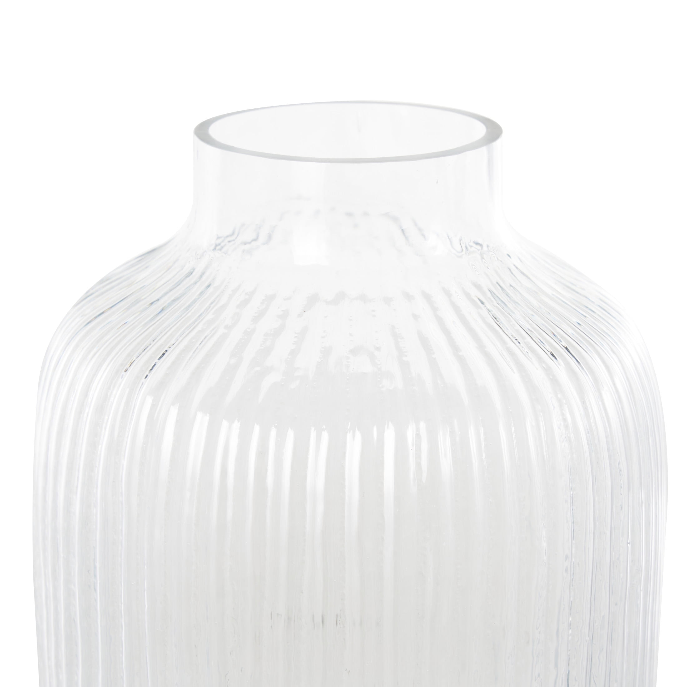 DecMode 13" Ribbed Fluted Glass Vase