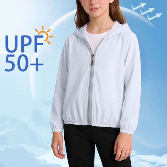 RKSTN UPF 50 Boys Jacket Sun Protection Toddler Hoodie Breathable Mesh Panels Long Sleeve Lightweight Daily Commute Toddler Spring Jacket with Pockets