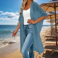 thumbnail image 3 of Lixiuxyad ‌Women's Long Chiffon Cardigan 3/4 Sleeve Open-Front Lightweight Summer Outfits,Blue, 3 of 6