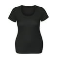 thumbnail image 3 of Essential Basic Scoop Neck Short Sleeve Tee for Women Tshirt -Plus, Black, XL, 3 of 4