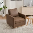 thumbnail image 2 of Upholstered Square Swivel Accent Chair PU Leather for Living Room Bedroom or Nursery Comfortable Lounge Seat, 2 of 10