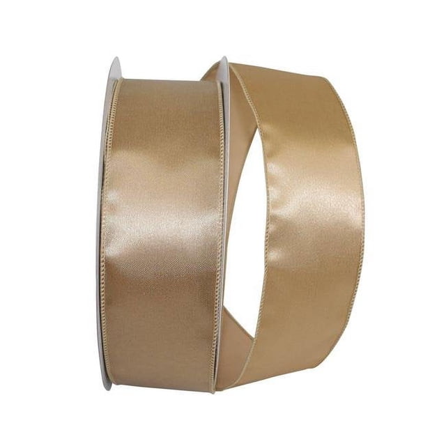 Reliant Ribbon 92575W-974-40K Satin Value Wired Edge Ribbon - Antique Gold - 2.5 in. x 50 yards