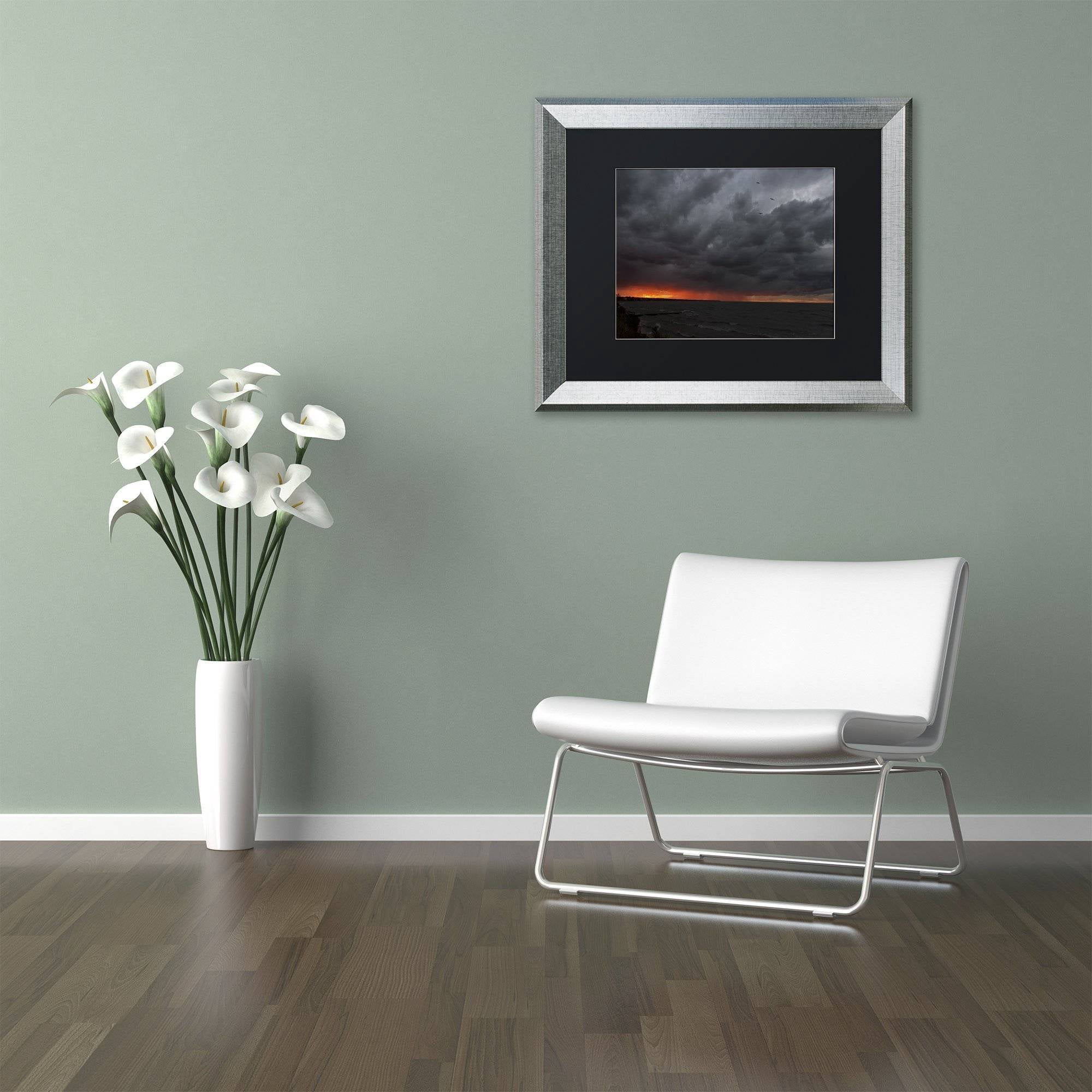 Trademark Fine Art "Stormy October Sunset" Canvas Art by Kurt Shaffer, Black Matte, Silver Frame