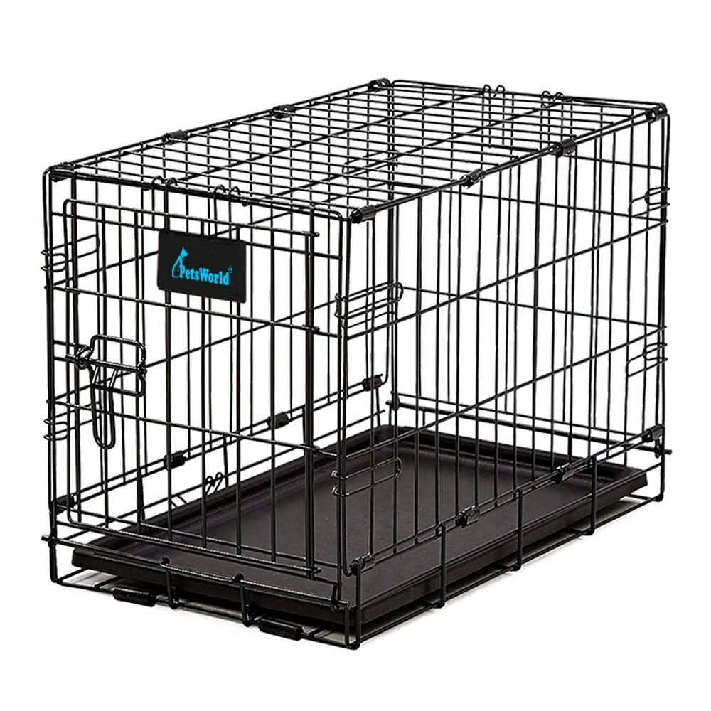 Folding Dog Crate, Single Door, Folding Metal Dog Crates, 18 inch