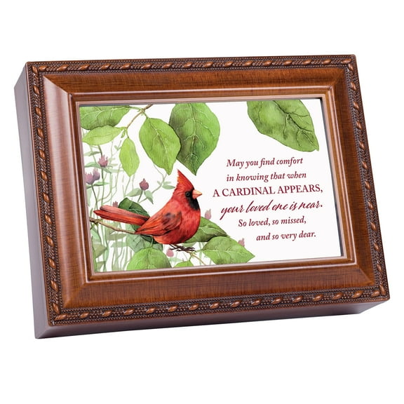 Comfort Cardinal Appears Woodgrain Jewelry Box Plays Wind Beneath My Wings