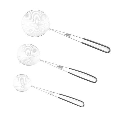 

3pcs Stainless Steel Fine Mesh Strainer with Silicone Handle Hot Pot Colander Pearl Milk Tea Colander (1pc in 6.5cm Diameter 1pc 8cm Diameter 1pc in 10cm Diameter)