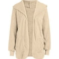 thumbnail image 4 of Fangasis Women Coat Hooded Jacket Cardigan Outwear Ladies Warm Overcoats Fuzzy Travel Beige M, 4 of 6