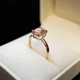 thumbnail image 2 of Simulated Peach Morganite 3Ct Emerald Cut Solitaire Ring 14K Rose Gold Plated Silver, 2 of 5