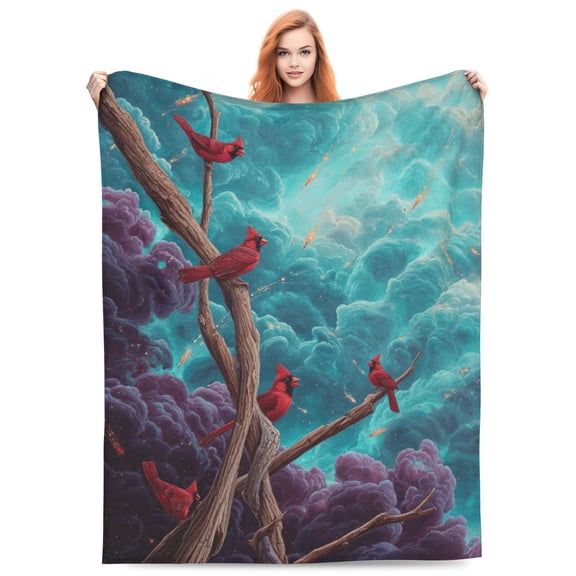Cardinal Blanket, Flannel Fleece Throw Blanket, Soft Cozy Warm Blanket For Couch Sofa Bed, Decorative All Season Travel Blanket For Home Office Lounge 50x40
