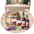 thumbnail image 2 of Vintage Watercolor Wine Round Area Rug 7 FT,Non Slip Living Room Area Carpet,Farmhouse Cask Grapes Country Washable Soft Circular Rug Non-Shedding Floor Carpet for Bedside Office Play Room Classroom, 2 of 9