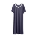 thumbnail image 1 of cfhntfmh Nuisette pour Femmes Col Rond Plissée Vêtement de Nuit Manches Courtes Bordure en Dentelle Chemise de Nuit Grande Taille Robe de Nuit de Printemps, 1 of 5