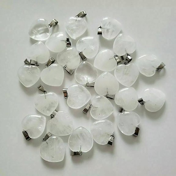 K-KED 50pcs Natural Crystal Heart Bead Pendants 20mm Wholesale for Delicate Jewelry Making