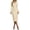 Beige, variant on QIYAGBSA Mock Neck Dress for Women Soft Stand Collar V Slit Fitted Midi Pencil Work Dress Long Sleeve Fall Winter