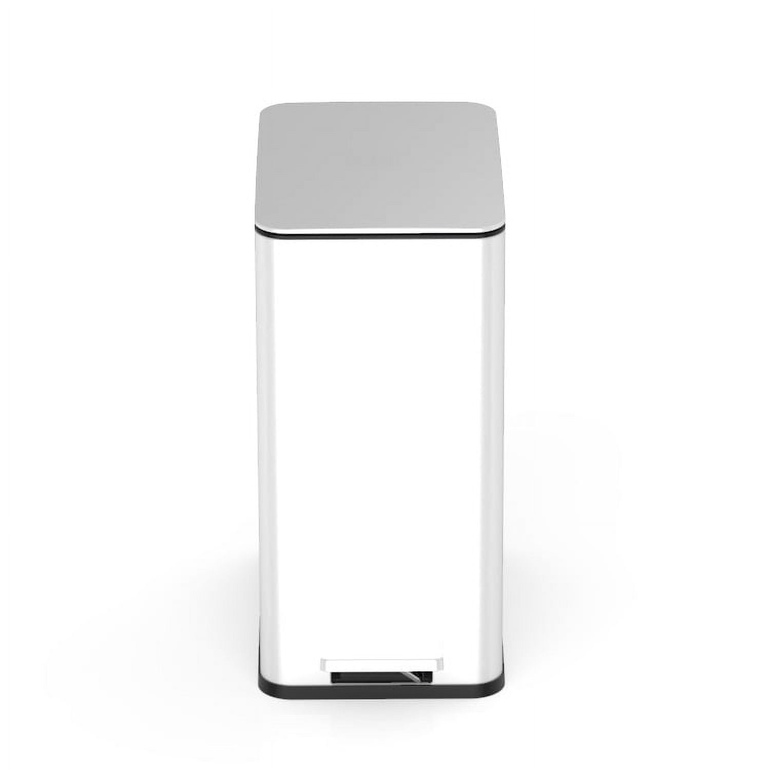 Nine Stars Bathroom Trash Can, 2.6 Gallon Stainless Steel, Step Garbage Bin with Soft Close Lid, White