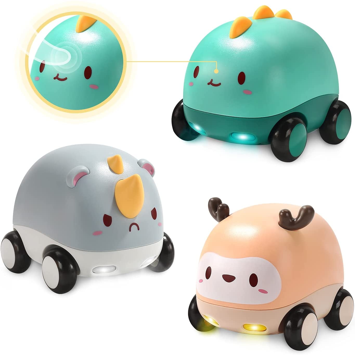 Cartoon Animals Friction Push and Go Toy Cars Play Set for Baby Set of 8