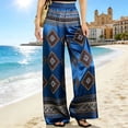 thumbnail image 2 of XUNKUSGA Pants for Women Fashion Boho Print Beach Women's Pants Casual High Waisted Flowy Wide Leg Pants Woman High Waisted Hippie Palazzo Pants S-3XL Blue, 2 of 5