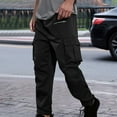 thumbnail image 2 of SRZYMJ Mens Casual Cargo Pants Workout Joggers Stretch Sweatpants Outdoor Cargo Pants with Elastic Drawstring, 2 of 5