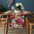 thumbnail image 2 of Pink Flowers Table Runner - 36 Inch Long, Kitchen Dining Table Runner Dresser Scarves, Spring Watercolor Floral Leaves Plants Beige Farmhouse Decor for Coffee Tables Wedding Party Banquet, 2 of 8