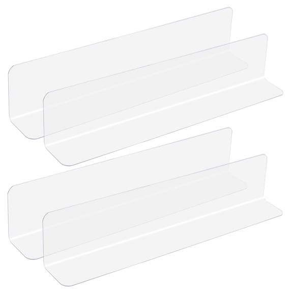 Uxcell 4 Pack Clear Shelf Dividers, 12"x2.4" Plastic L-Shaped Shelf Separator, Transparent Organizer Divider for Supermarket Store Commodity Classification